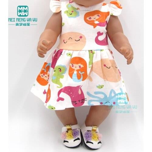2019 NEW doll clothes for 43cm baby new born doll Floral Casual print dress