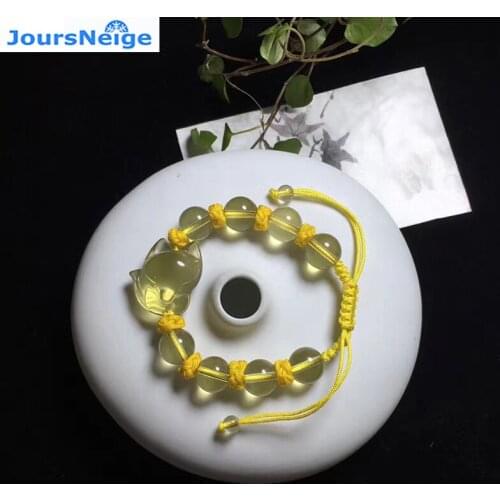 WholesaleYellow Natural Crystal Bracelets Hand Made Bead with Fox Crystal Lucky for Women Crystal Single lap Jewelry JoursNeige