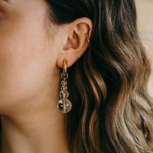 Original White Crystal Dangle Earrings For Women 2020 Brief Fairy Round Crystals Drop Earrings Jewelry Earings Gift For Her