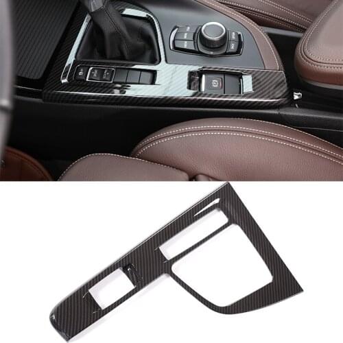 1 Pcs For BMW X1 F48 2016-2019 ABS Carbon Fiber Gear Shift Panel Sequin Cover Trim Car Accessories For Left Hand Drive