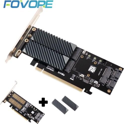 M.2 NVMe SSD NGFF to PCIE 3.0 X16 Adapter M Key B Key mSATA PCI Express 3.0 M2 NVME SSD M2 SATA SSD mSATA 3 in 1 Converter Riser