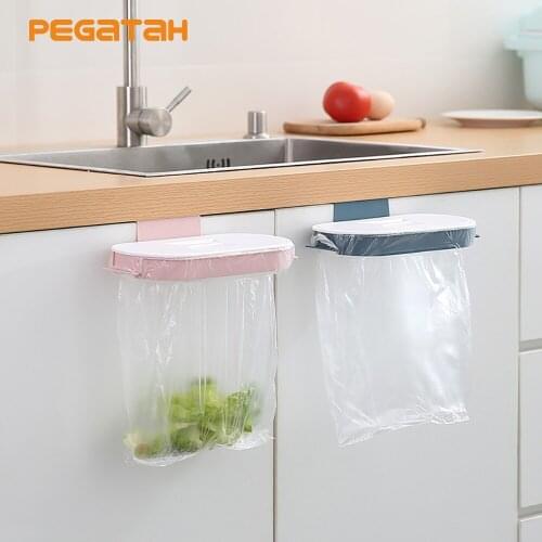 Garbage Hanging Bag Portable Plastic Kitchen Trash Storage Rack Bag Hook Scouring Pad Dry Shelf Holder Kitchen Organzier