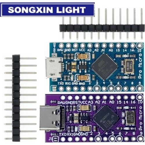 Pro Micro ATmega32U4 5V 16MHz Replace ATmega328 For Arduino Pro Mini With 2 Row Pin Header For Leonardo Mini Usb Interface