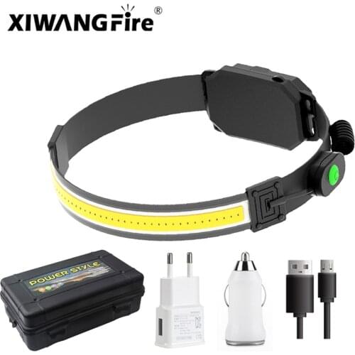 Built-in Battery USB Charging Flood Light New COB Light Soft Light Night Running Small Headlamp Camping Headlight Fishing Light