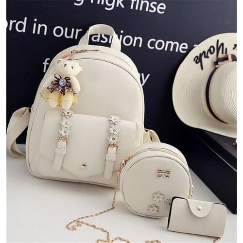 Casual Backpack Woman High Quality Leather Bags Sets Ladies Bags Girls Bags BackpackTeenagers Girls Women Leather Backpack