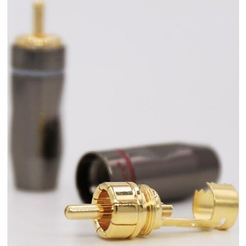 4pcs Pailiccs high quality RCA Phono Plug DIY RCA AUDIO CABLE Gold Plated Audio 7MM Cable Diameter RCA Cable Plug