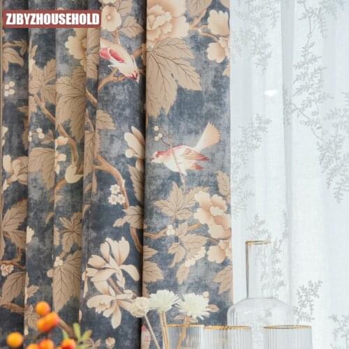 American Country Stitching Printing Curtains Blackout Curtains for Living Room Bedroom Balcony Custom Finished Products