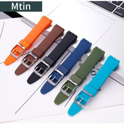 17mm19mm silicone strap mens pin buckle watch accessories For Swatch outdoor sports wristband ladies bracelet Watchbands tool