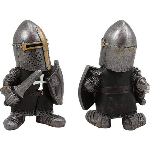 Resin Knight Gnome Sculpture Statue Garden Guard Ornaments Micro Landscape Decoration For Home Garden Yard Lawn