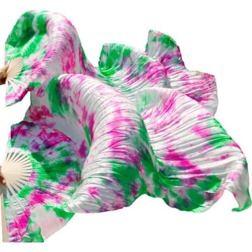 2018 Stage Performance 100% Silk Belly Dance Fans Gradient Colour Dance Accessories Belly Dancing Silk Fans Mixed colors