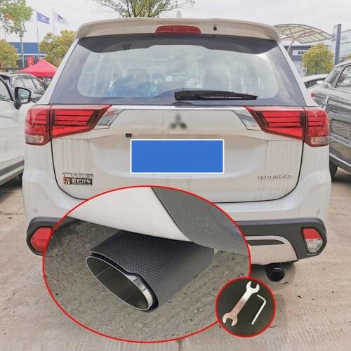 High Grade Carbon Fiber+Stainless Steel Tail Exhaust Pipe Straight Muffler Edge End Tips Fit For Mitsubishi Outlander 2016-2020