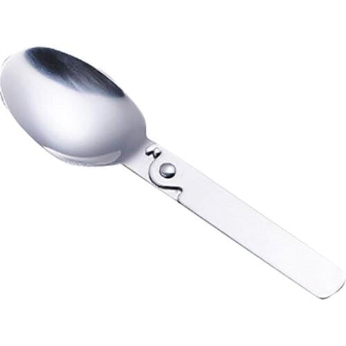 XSXS--Folding Small Spoon Folding Tablespoon Portable Tableware Outdoor Camping Tableware Stainless Steel Portable Tableware