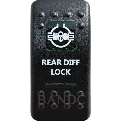 REAR DIFF LOCK Rocker Switch Cover Cap Green Window Labeled for Car Boat Truck Carling ARB,Cover Cap Only！Waterproof