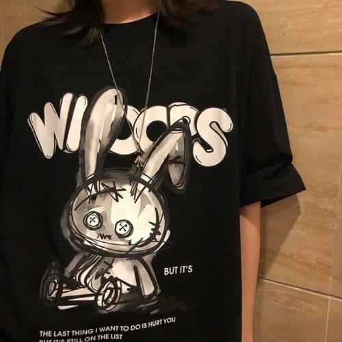 2021 New Summer Loose and Cute Bear Short Sleeve Womens Simple American Cartoon Versatile T-shirt Womens Ins Fashion