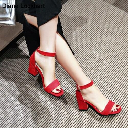 2021 Summer New Sandals Women Ladies Shoes Thick Heels Platform Sandals High Heels Suede Fashion Sandalias de mujer Size 32-43