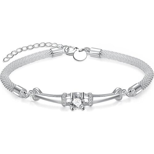 Excellent Top Quality 925 Sterling Silver Bracelets Jewelry Crystal Zircon Female Bangles Bracelet Fast ping