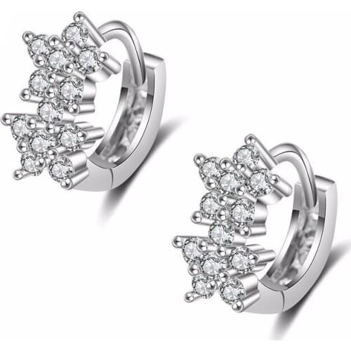 Cost Sales Clear Cubic Zirconia Great Quality Pure 925 Sterling Silver Hoop Earrings Wedding Engagement Ear Decoration Jewelry