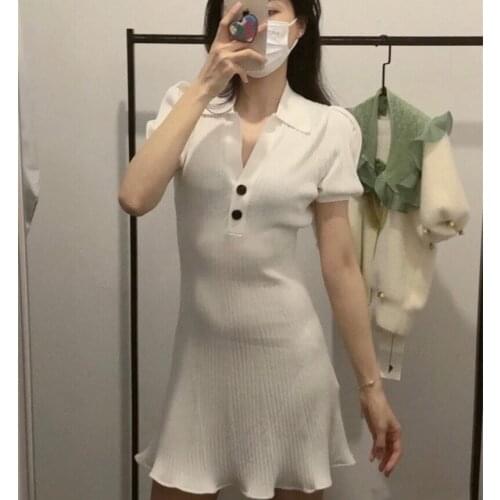 Women Slim Solid Color High Version Sexy Wrap Knitted Mini Dress Ladies Elegant Brand Casual Dress Female Fashion Dresses ML149