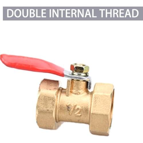 1/4" pt 3/8" pt 1/2" pt double female thread red lever handle brass pipe joint connector adapter copper ball valve