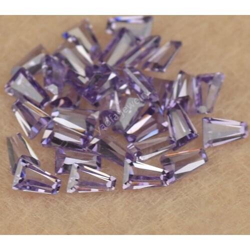 100pcs/Lot 5A Ladder Shape Red Viole Color CZ Stone Trapezium Cut Purple Cubic Zirconia Lab Created Gems For Jewelry