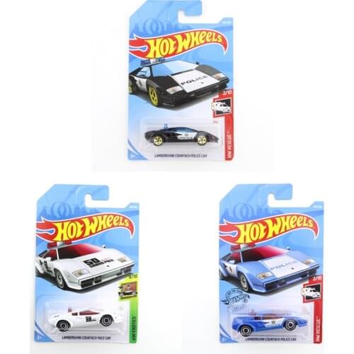 2019-142 Original Hot Wheels Mini Alloy Coupe LAMBORGHINI COUNTACH POLICE 1/64 Metal Diecast Model Car Kids Toys Gift
