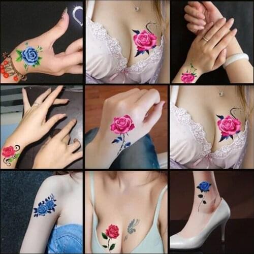 30PCS No Repeat Temporary Tattoo Stickers Waterproof Arm Clavicle Body Art Sticker Disposable Butterfly Rose Tatouage Temporaire