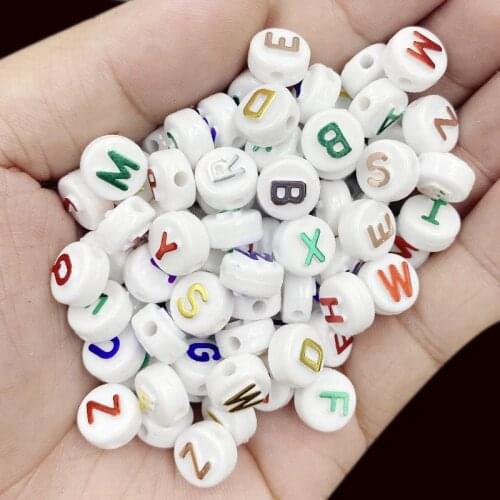7mm Black White Mixed Letter Acrylic Beads Round Flat Alphabet Spacer Beads For Jewelry Making Handmade Diy Bracelet Necklace