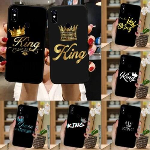 King Queen Crown Phone Case For Xiaomi Redmi note 7 8 9 pro 8T 9A 9S Mi Note 10 Lite pro