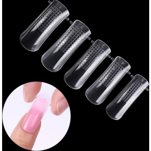 20/100PCS Quick Building Mold Fake Nail Tips Transparent Finger Extension Nail Dual Forms Nail Art UV Builder Poly UV Gel Tool