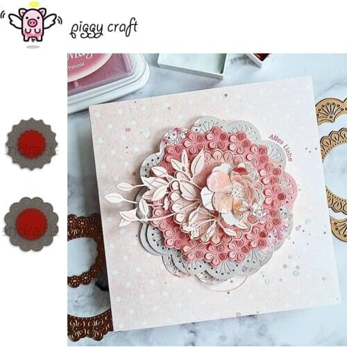 Piggy Craft metal cutting dies cut die mold Flower plate frame wreath Scrapbook paper craft knife mould blade punch stencils die