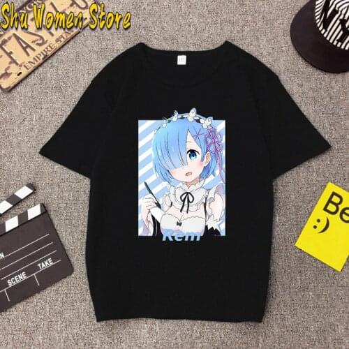 Funny Anime Re: Zero Men Women T Shirt Cute Kids Ram/rem Short Sleeve Re:Zero Summer T-shirt Graphic Tops Girl T-Shirt Kawaii
