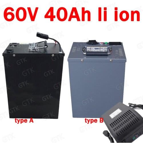 GTK waterproof 60v 40ah lithium ion bateria li ion BMS for 4000W 3000W Tricycle scooter bike Motorcycle go cart +5A charger
