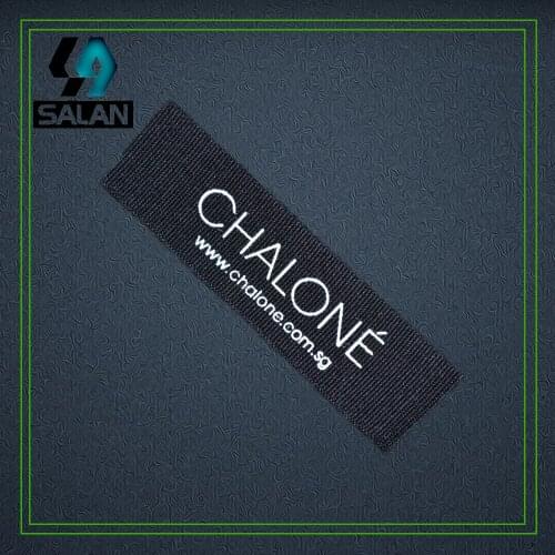 Customize silkscreen print black cotton tags logo never fade color tags cottonkids garment label damask woven label