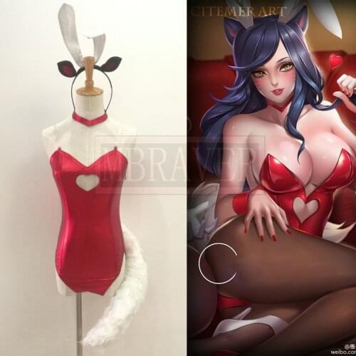 LOL the Nine-Tailed Fox Ahri Uniforms Bunny Girls Cosplay Costume Custom Made Any Size