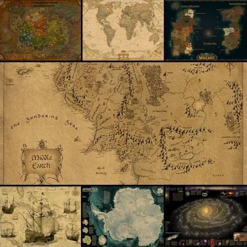 Buy three to send one Map / Galaxy / newspaper / ship / POSTER VINTAGE kraft paper living room decoration