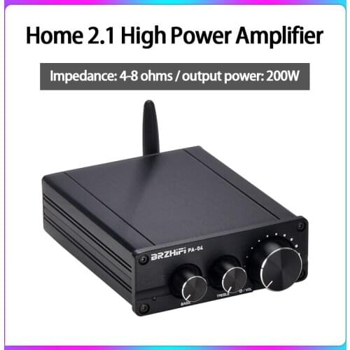 KYYSLB PA-04 200W DC12-24V 4-8 Ohm Home 2.1-channel High-power Amplifier Bluetooth High-fidelity Fever Audio Small Amplifier