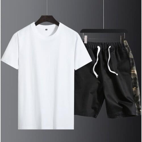 Summer Mens Tracksuit 2 Pieces Set Tshirts+Shorts Camouflage Sport Suits Men Round Neck T-shirt Mens Clothing Sets Sportswear