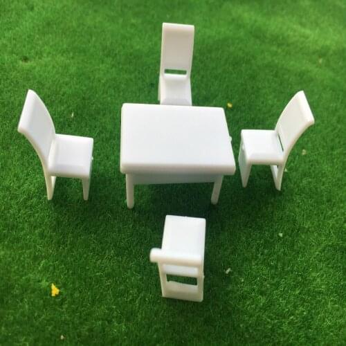 10sets 1/50 Miniature Kitchen Dining Table Chair Model DIY Dollhouse Diorama Layout Architectural Dining Game Toys