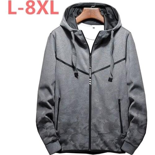New spring plus size 8xl 7xl 6xl 5xl Men Jackets and Coats Casual Loose Student Washed Windbreakers Hooded with Drawstring