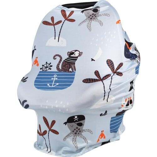 Cartoon Printed Nursing Cover Baby Shopping Chart Multi function Breastfeeding Covers Newborn Baby Car Seat Cover