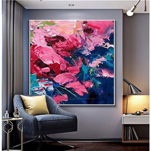 Wall painting flower pink Abstract decorative Handmade oil painting on canvase for bedroom decoration home decoration original