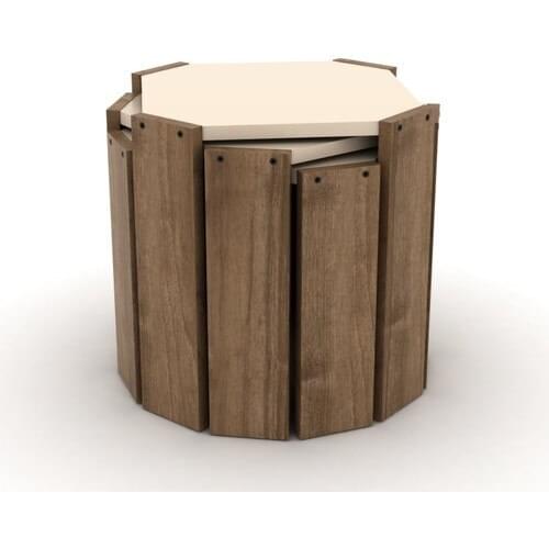 New Modern 2021 Natural Coffee Tables Hansel Zigon Coffee Table (Walnut-Cream)