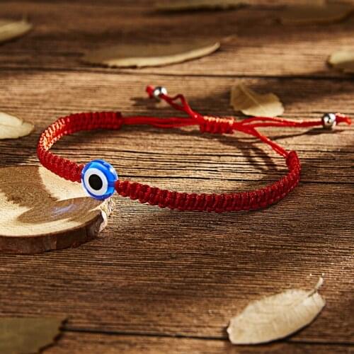 New Blue Eyes Devils Eyes Red String Bracelet All-match Creative Hand Two Round Beads Blue Eyes Bracelets