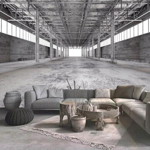 Custom Photo Wallpaper Mural Factory Building Industrial Wind Cement Wall 3D Space Living Room Restaurant Backdrop Wall Painting
