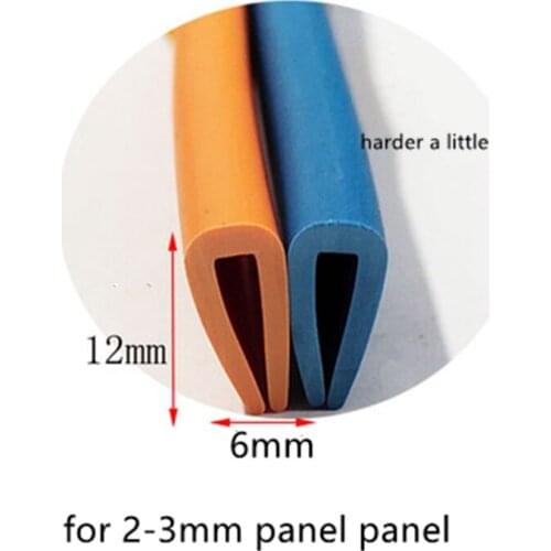 Rubber U Strip Edge Shield Encloser Bound 2-3mm thick Glass Metal Wood Panel Sheet Car Vehicle Auto Bumper Seals Blue Orange