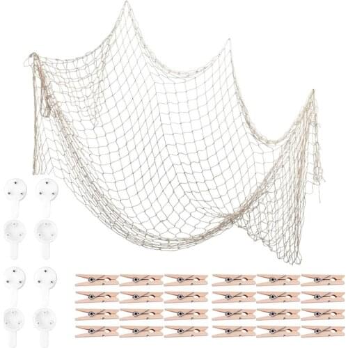 PPYY-Fish Net for Home Photo Frame Wall Decorative Mediterranean Style for Nautical Party,Baby Shower,Photographing Decor