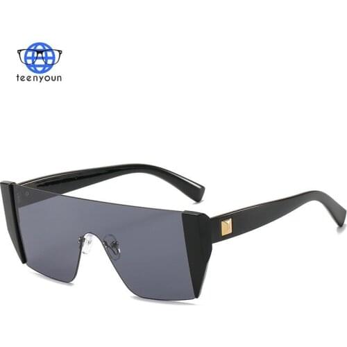 TEENYOUN 2021 Vintage One Piece Sunglasses For Women Men Brand Shades Gradient Flat Top Sun Glasses UV400 Fashion Eyewear