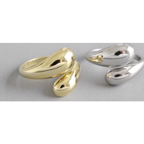 Street Shoot Open Ring for Women Girls INS Simple Smooth Face Drop Shape Adjustable Ring