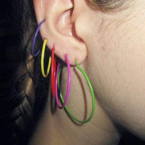 6Pair Hiphop Rock Black Big Circle Round Hoop Earrings Gold Hoops Woman Ear Creoles Bamboo Earrings Rings Women Earring Jewelry