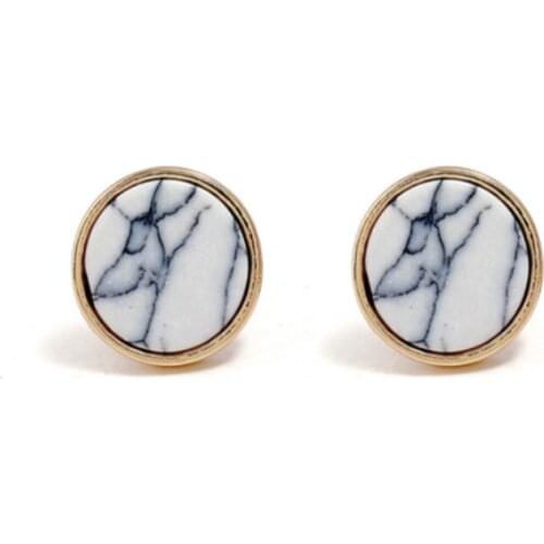 High Quality Round Marble Stone Earring Fashion Jewelry Crystal Gold Earrings For Women Pendientes Female Bijoux